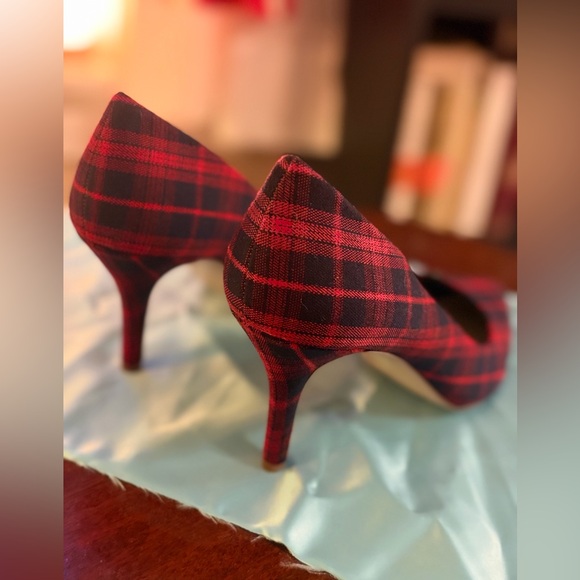 BCBGeneration Red Plaid Heels - Picture 7 of 13